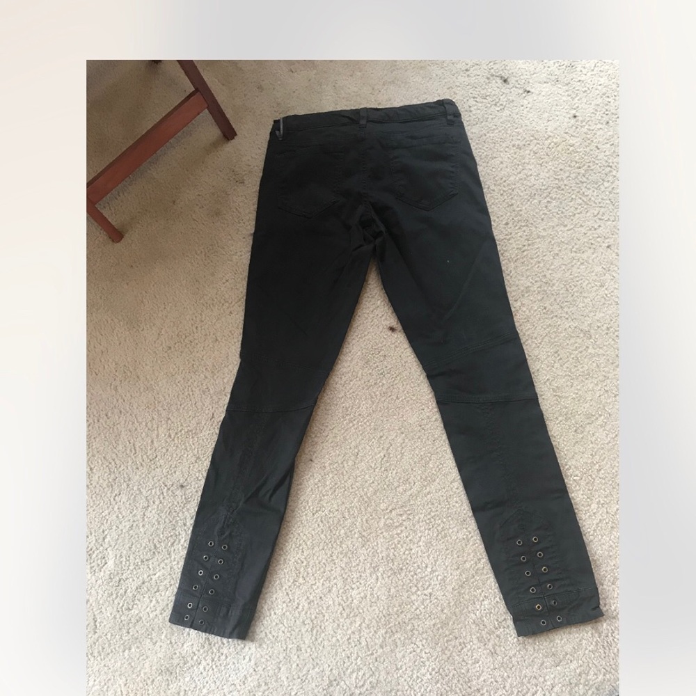 Tommy black tie up ankle detail denim jeans